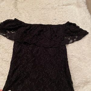 Black off the shoulder lace shirt